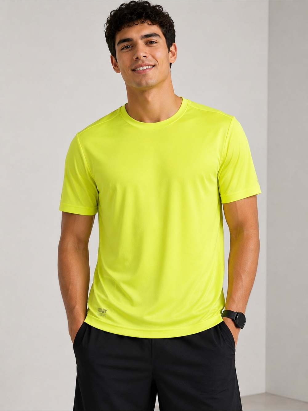 NWT Athletic Works Neon Yellow Performance Athletic Tee Size S